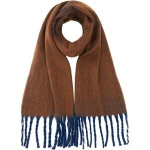 Chunky Scarf Fluffy Warps for Women Camel Blue